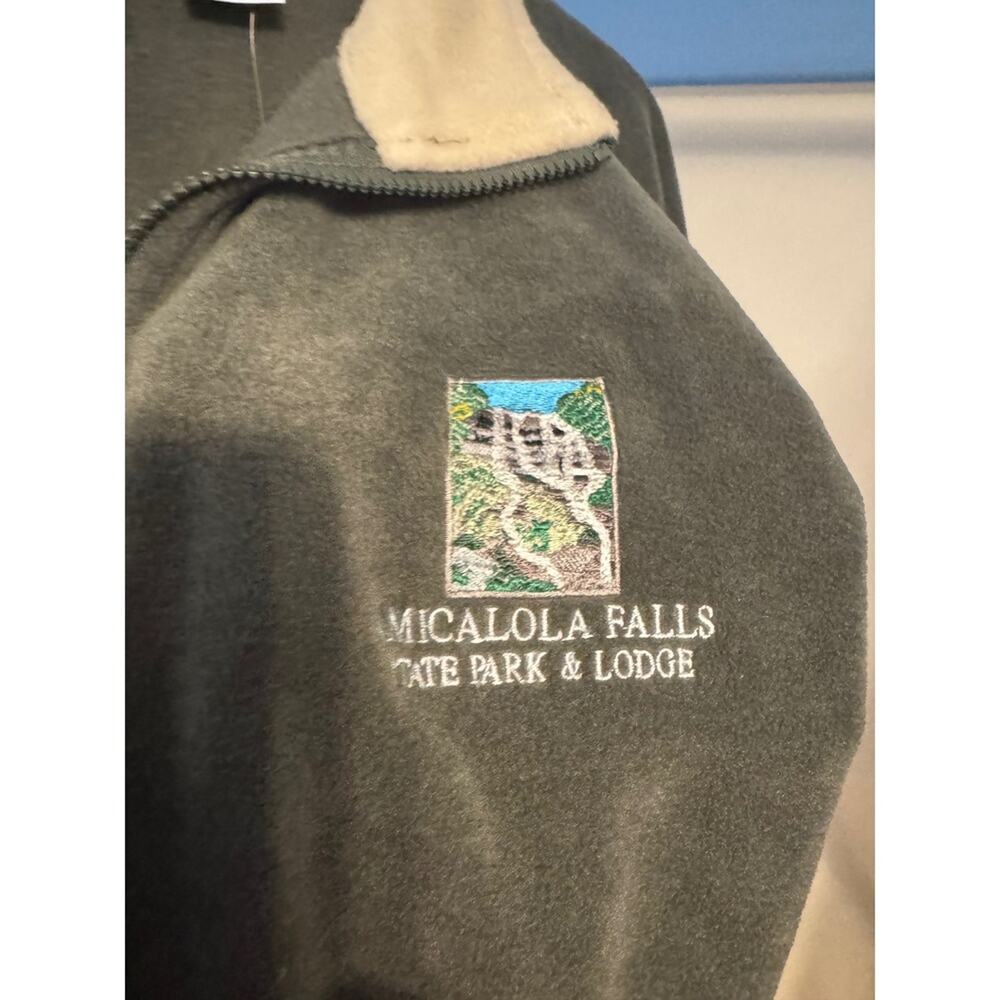 Full Zip Fleece Jacket Olive Green L Tikudo Micola Falls State Park & Lodge